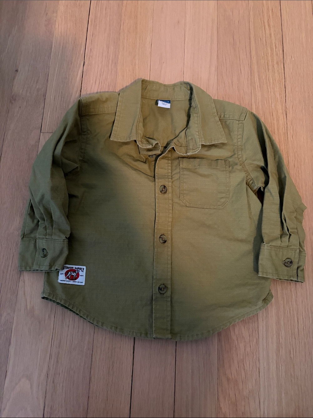 Toddler Boy Olive Green Button-Down Shirt - BRAND NEW